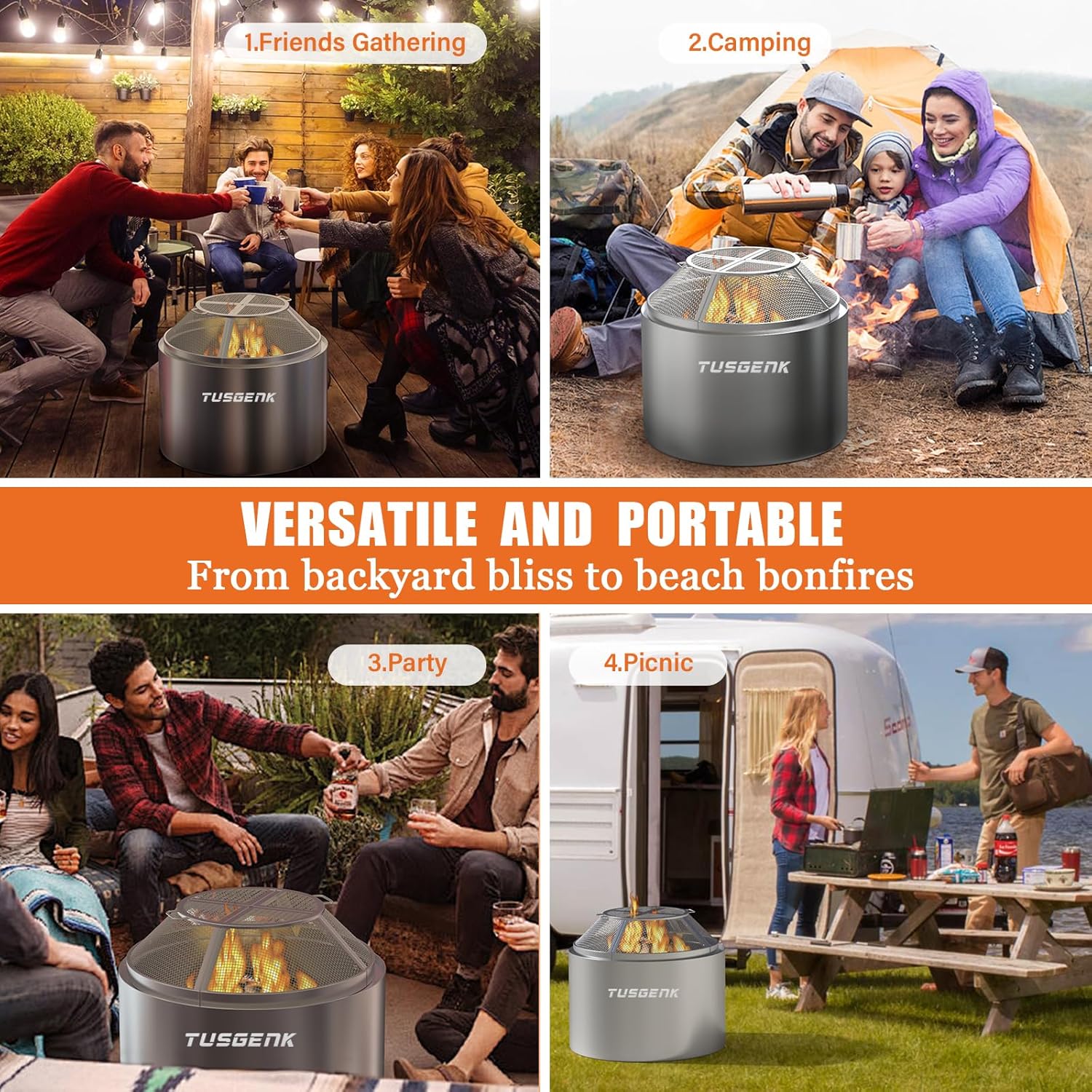 Fire Pit Spark Screen for Solo Stove Bonfire Accessories, 19.5 Inch Bonfire Shield for Solo Stove Accessories, 304 Stainless Steel Detachable Mesh Fire Pit Spark Protector with Grill Function