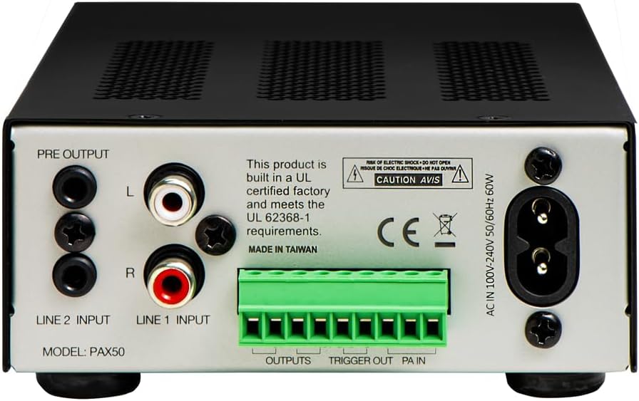 OSD Audio PAX-50 50W Commercial 70V Amplifier, 2 Channel, Class D - ¼ Rack Width, 1U Height