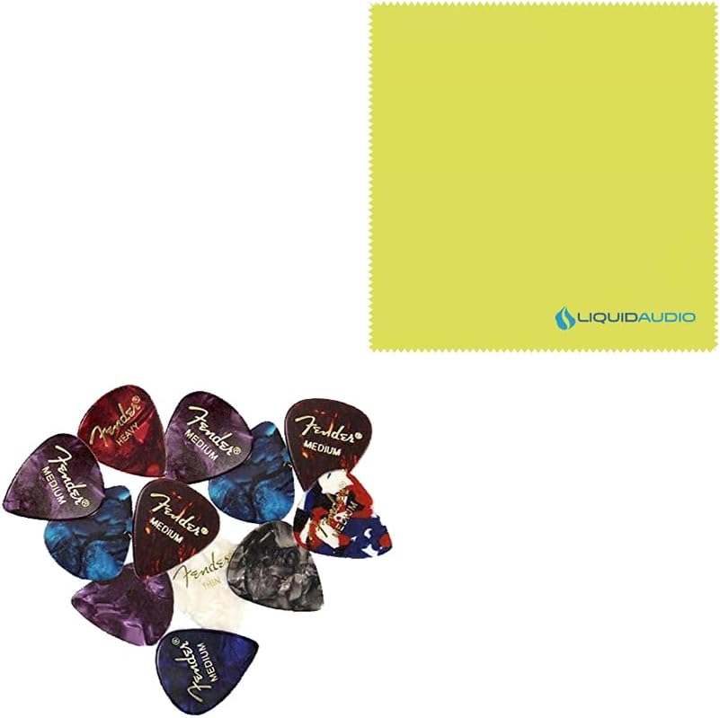 Fender CD-60S Dreadnought Acoustic Guitar, Walnut Fingerboard, Black - 0970110006 Bundle w/ 12-Pack Guitar Pick and Liquid Audio Polishing Cloth