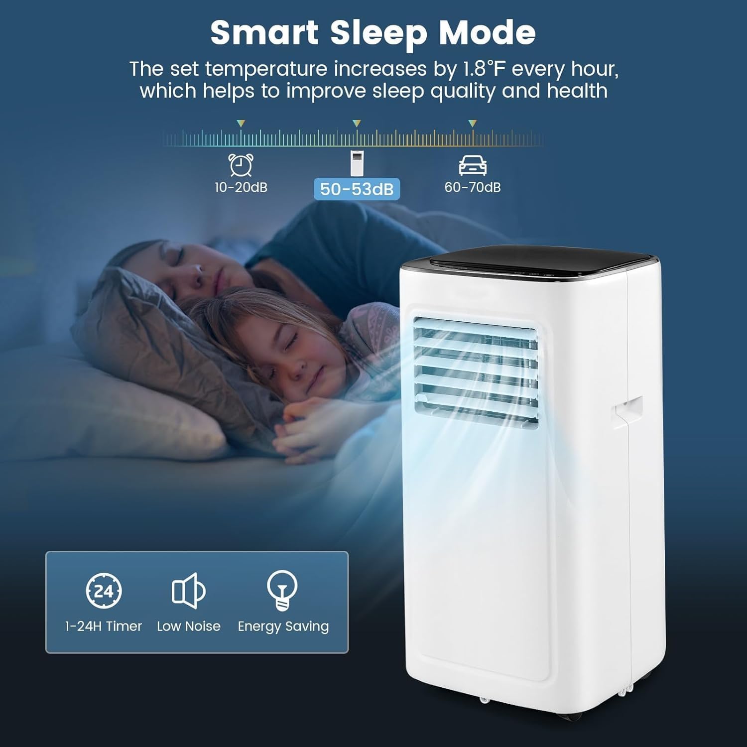 ARLIME Portable Air Conditioners, 9000 BTU Air Unit, Fan & Dehumidifier w/ 24H Timer, LED Display, 2 Fan Speeds, Sleep Mode, 4 Wheels, Remote Control, Installation Kit for Room up to 280 Sq. Ft