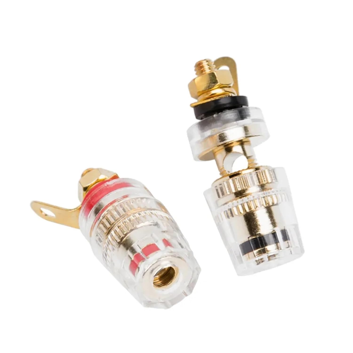 2PCS Audio Connector Terminals Banana Socket 4mm Binding Post Terminal Brass Gold Plated for Speaker Amplifier Acoustic(20PCS,Black)