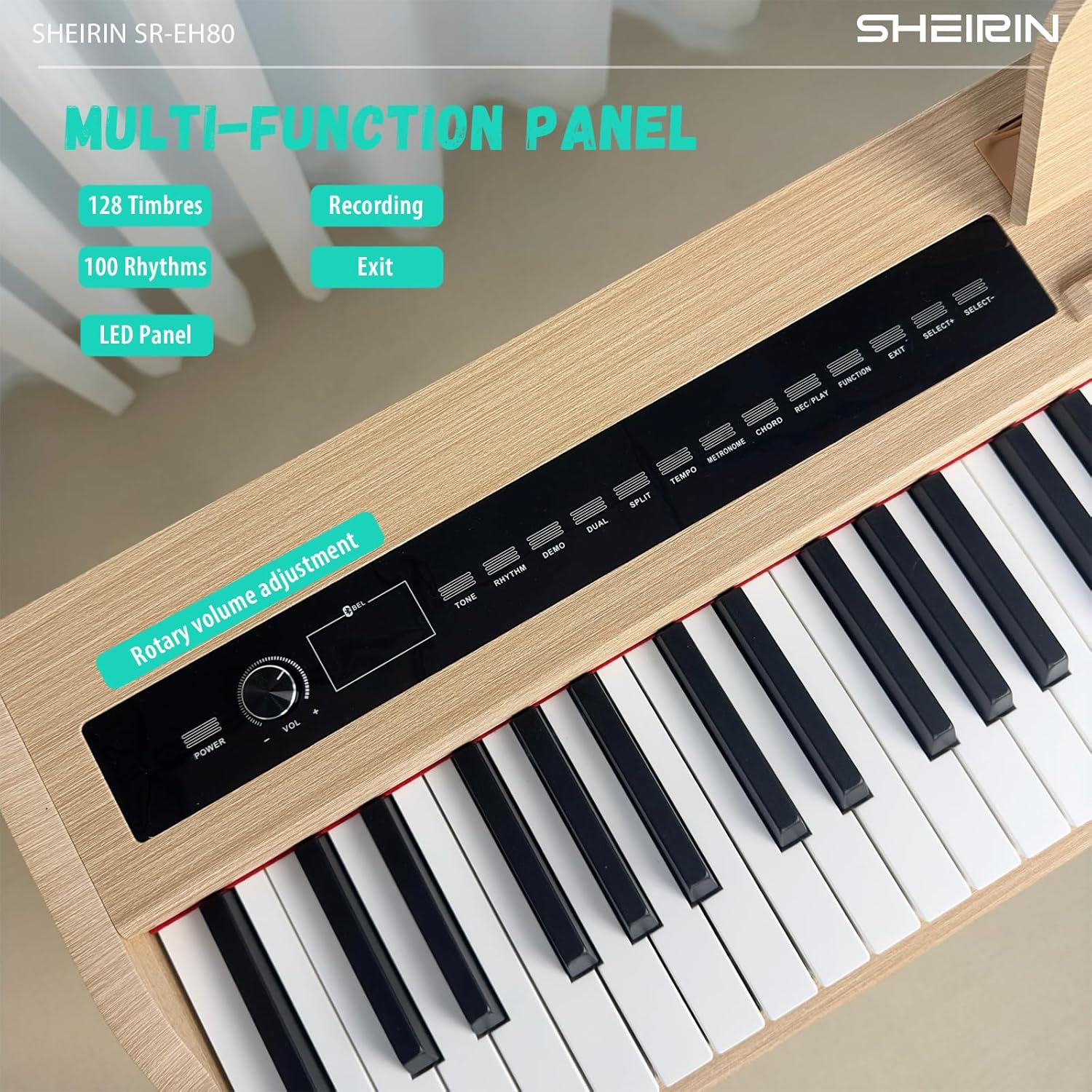 Digital Piano Fully Weighted Keyboard 88 Keys Upright Acoustic Hammer Action Electric Stand Pedal Beginners Instrument SR-EH80