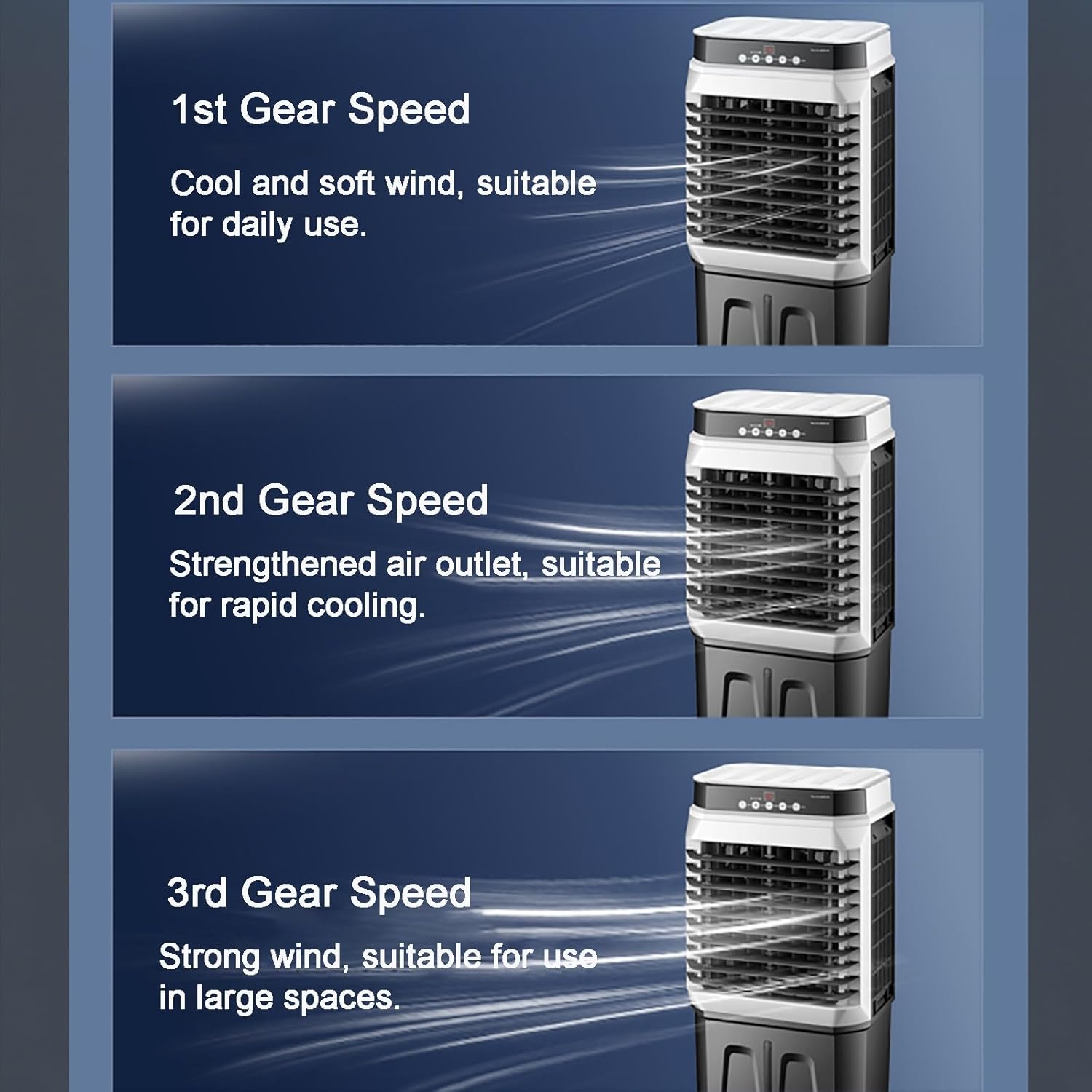 PINNKL Portable Evaporative Cooler, Air Cooler, 120°Oscillation Swamp Cooler, 4 Universal Wheel, 3 Wind Speeds for Outdoor Indoor Use