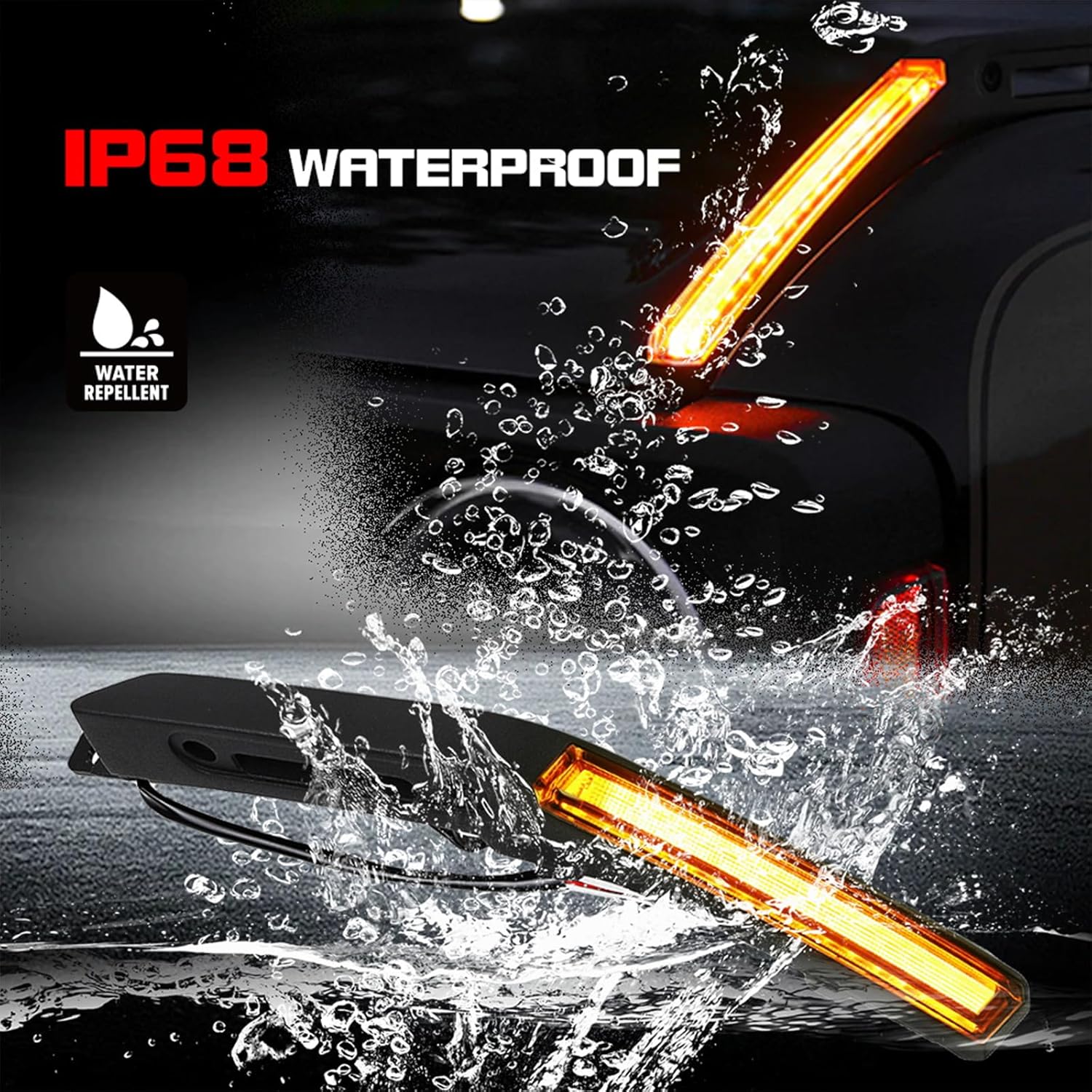 Amber Trail Sight Light for Ford Bronco Accessories 2021 2022 2023 2024 2025,Hood Turn Signal Aluminum Alloy LED Replacement Light fit Bronco 2/4-Door, Hood Handle Light