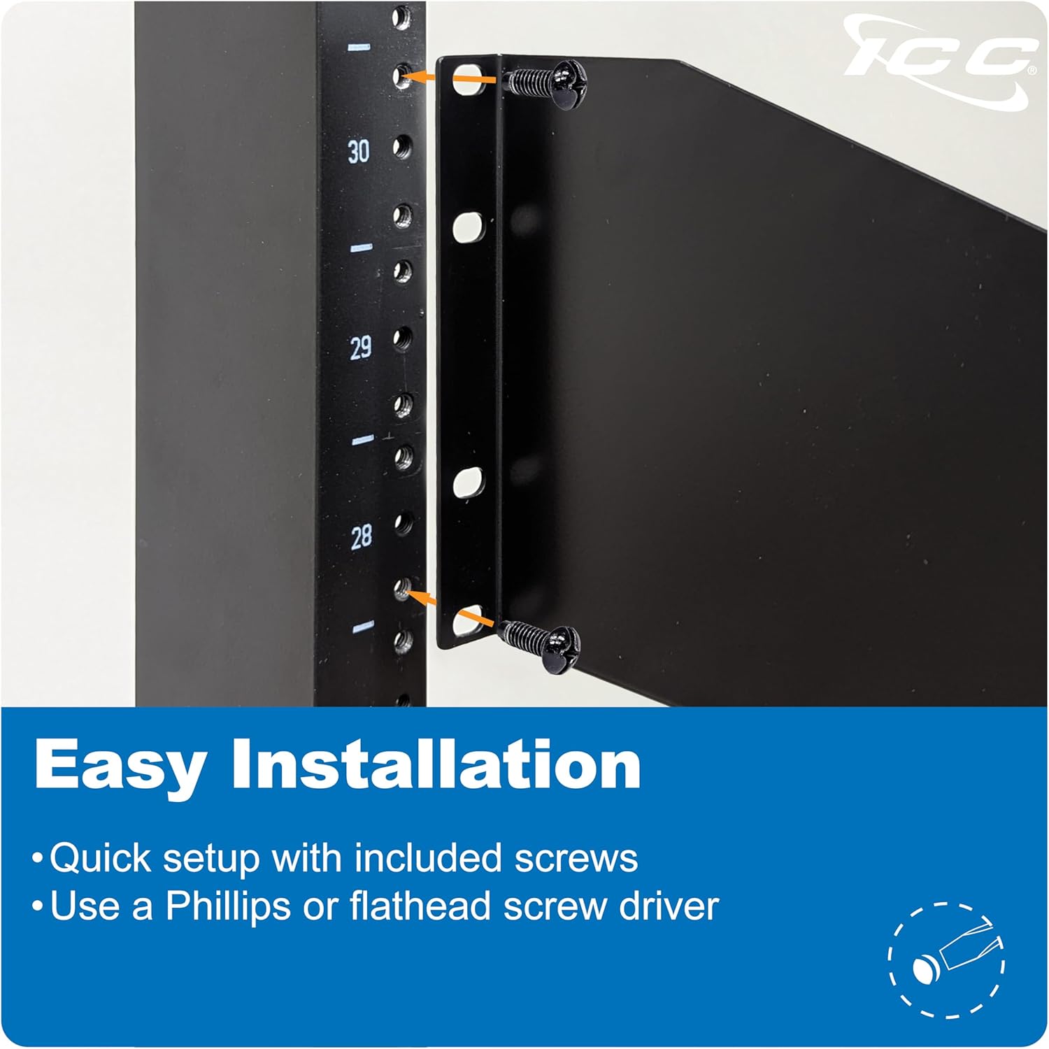 ICC 3U Cantilever Rack Shelf, Heavy-Duty Ventilated Steel Tray for 19