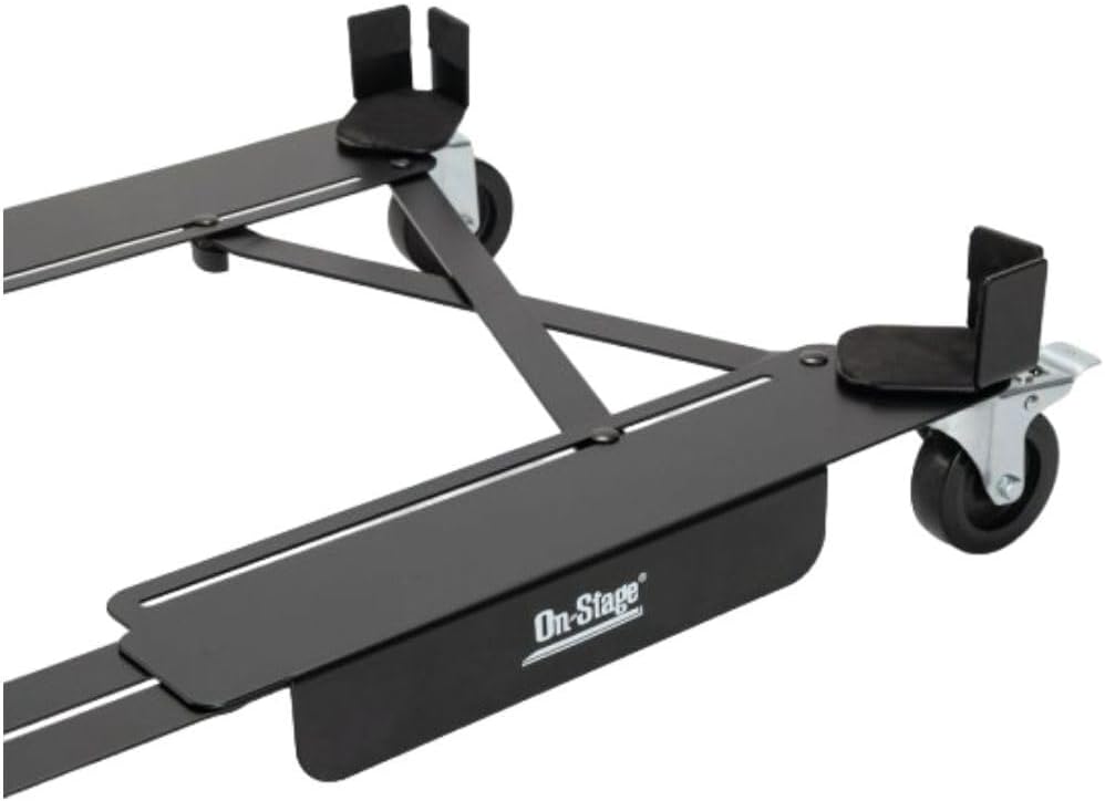 On-Stage AG5000 Amp Glider (Installation-Free Casters for Amplifiers, Rolling-Cart Attachment, Attachable Dolly, Amp Roller, Adjustable Length and Width, Solid Wheels, Heavy-Duty Steel, Black)