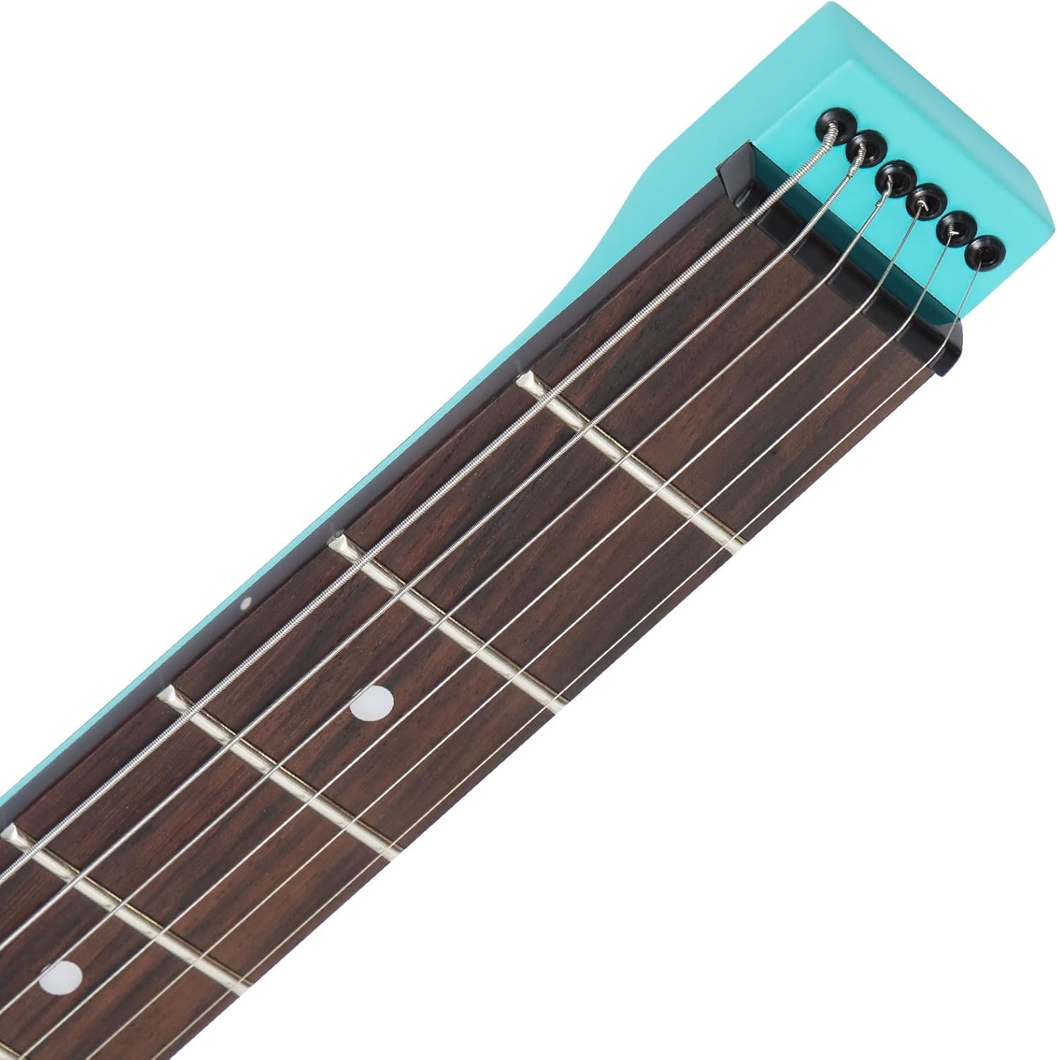 Electric Guitar Practice Portable Travel Guitar Maple Headless Solid Body Full Scale with Gigbag for Lightweight Design Gig Bag All Accessories Green