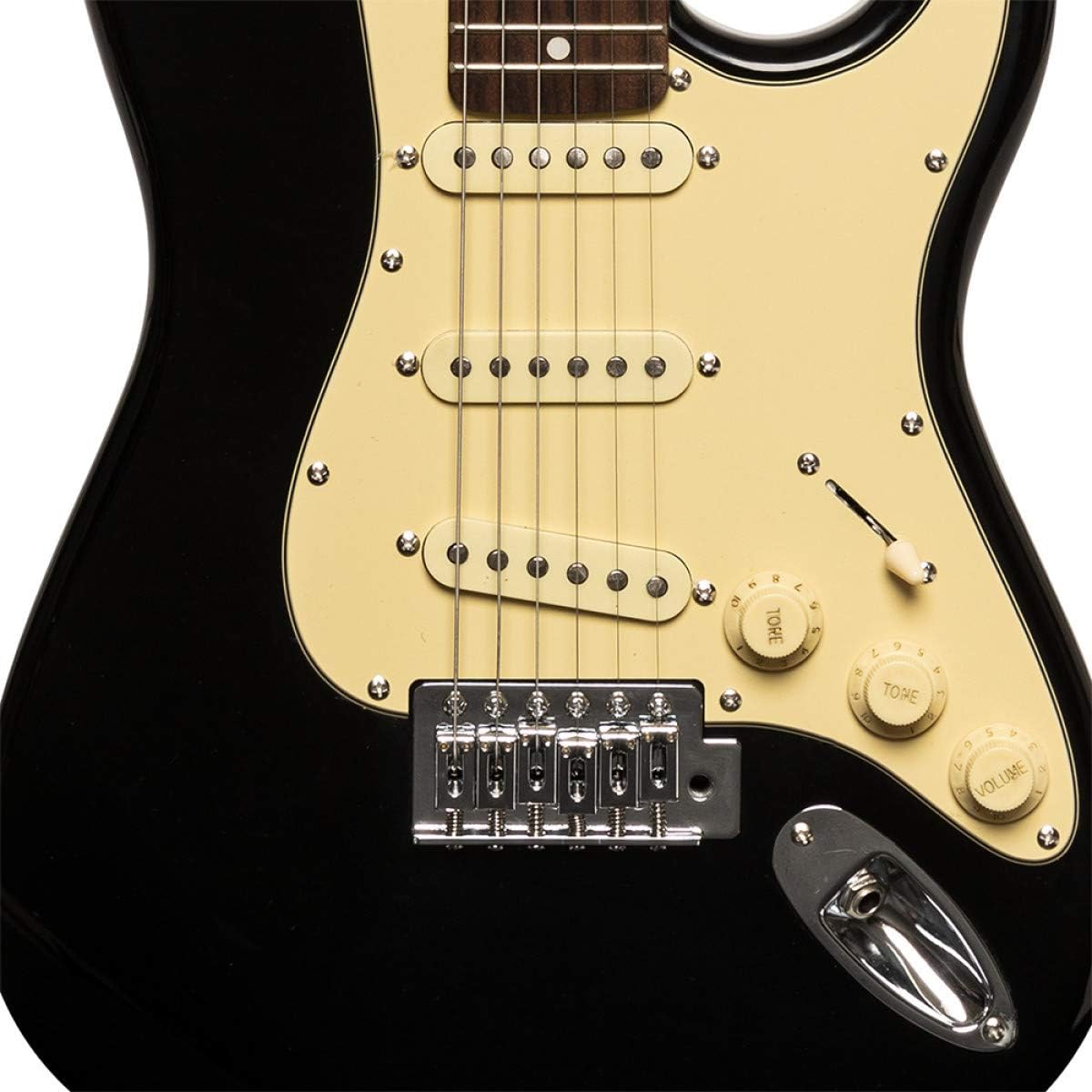 Stagg 6 String Solid-Body Electric Guitar, Right, Black, 3/4 (SES-30 BK