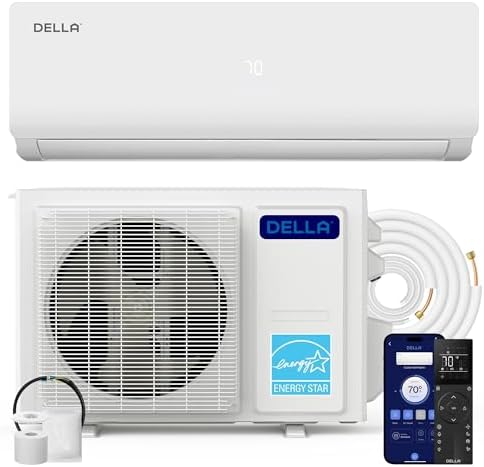 DELLA Vario Series 9000 BTU Mini Split Air Conditioner,Work with Alexa and Wifi, 230V 20 SEER2, Energy Star, Cools Up to 400 Sq.Ft, Ductless Inverter System,0.75 Ton Pre-Charged Heat Pump,16.4ft Kits