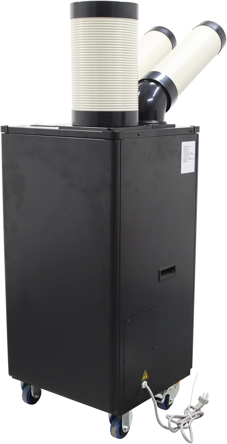 110V Industrial Portable Conditioner Air Flow 550m³/h with Wheels 5L Tank Double Outlet Commercial Spot Cooler Adjustable Air Outlet Ideal for Insititute Workshops Outdoor Events 1100W