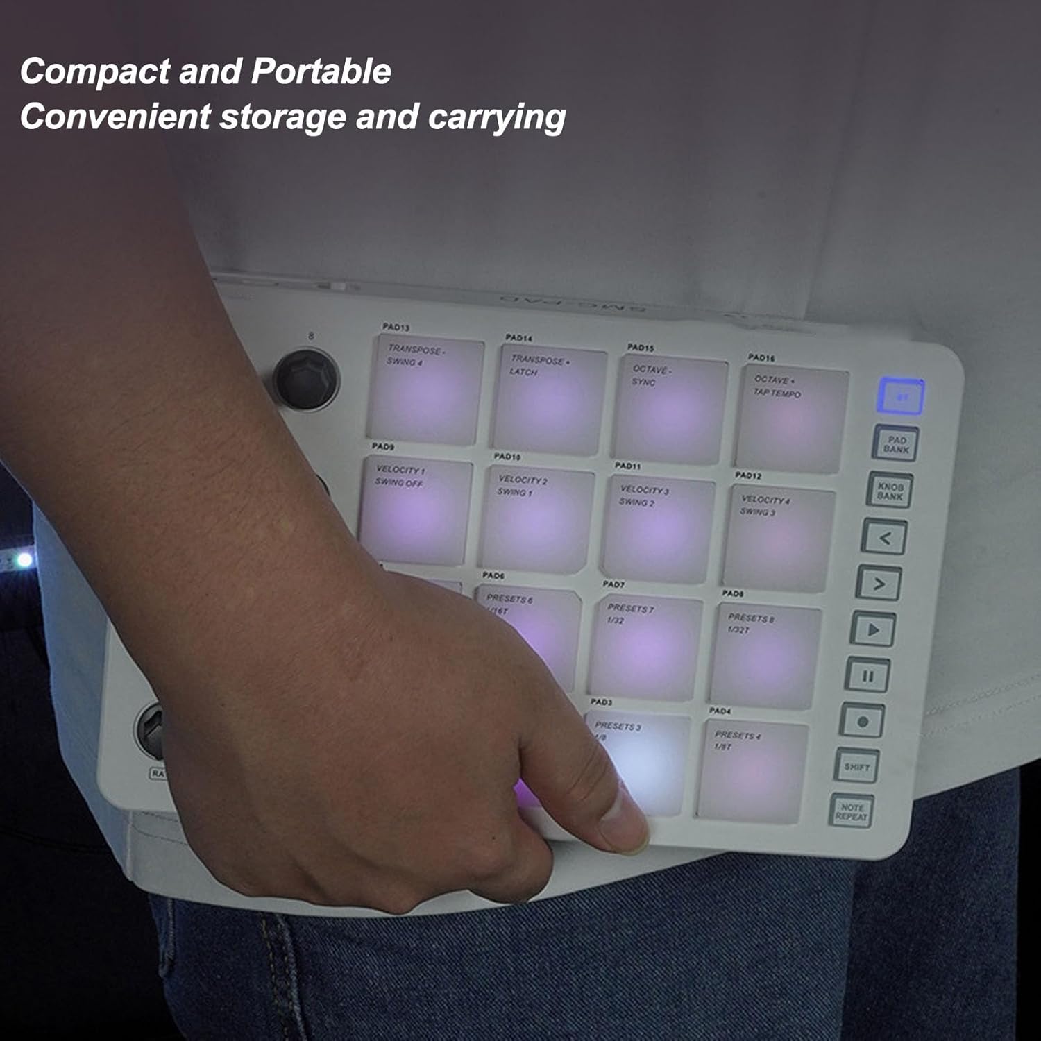 16 RGB MIDI Controller, Backlit Pads with 8 Rotating Knobs for Music Production
