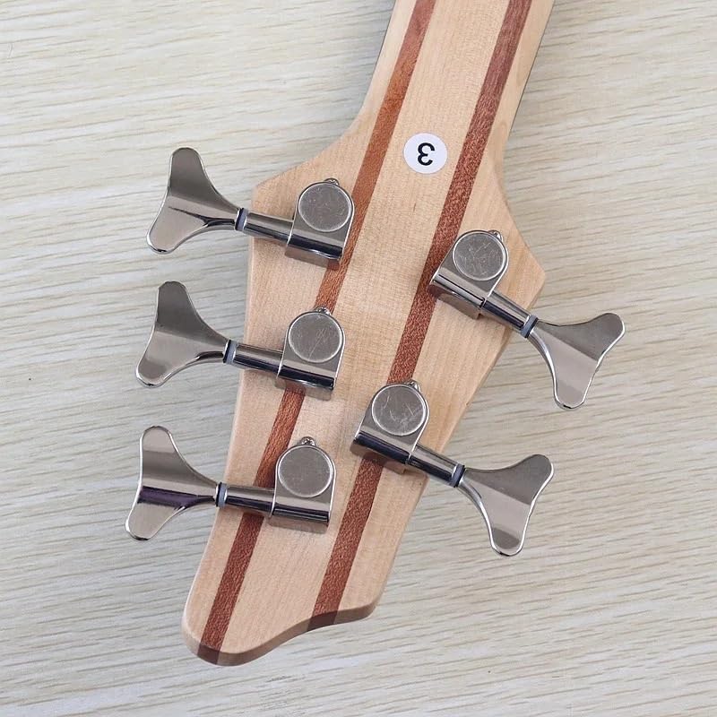 5-String Active Electric Bass Guitar, 43-Inch Full Size, Natural Matte Finish, Tree Burl Top,24-Fret(Model 1)