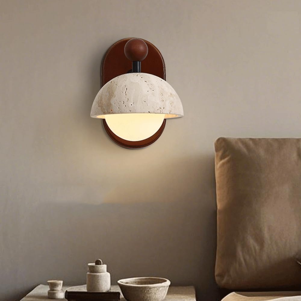 Bedroom Corner Wall Sconce,French Retro Style,Natural Yellow Travertine,LED Hardwired Wall Lighting Fixture, Stable Lighting Wall Mount Lamp,for,Restaurant,Office,Folk House,Inn,Bar,etc,Ligh