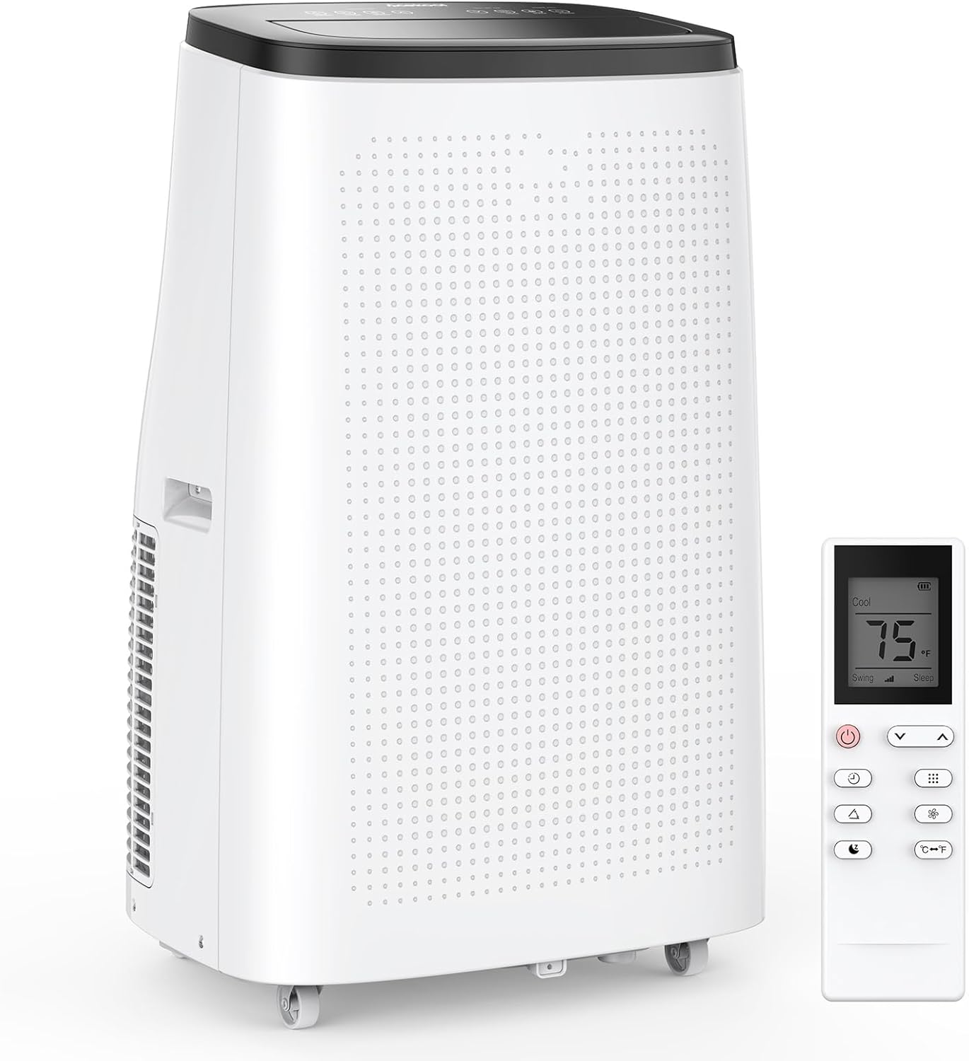 PULLAFUN Portable LED Air Conditioner with Remote Control, 14000 BTU Portable Conditioner for Room, Dorm, Office， 3 Speeds, 24H Timer Function, Cools Room up to 450 Sq. Ft