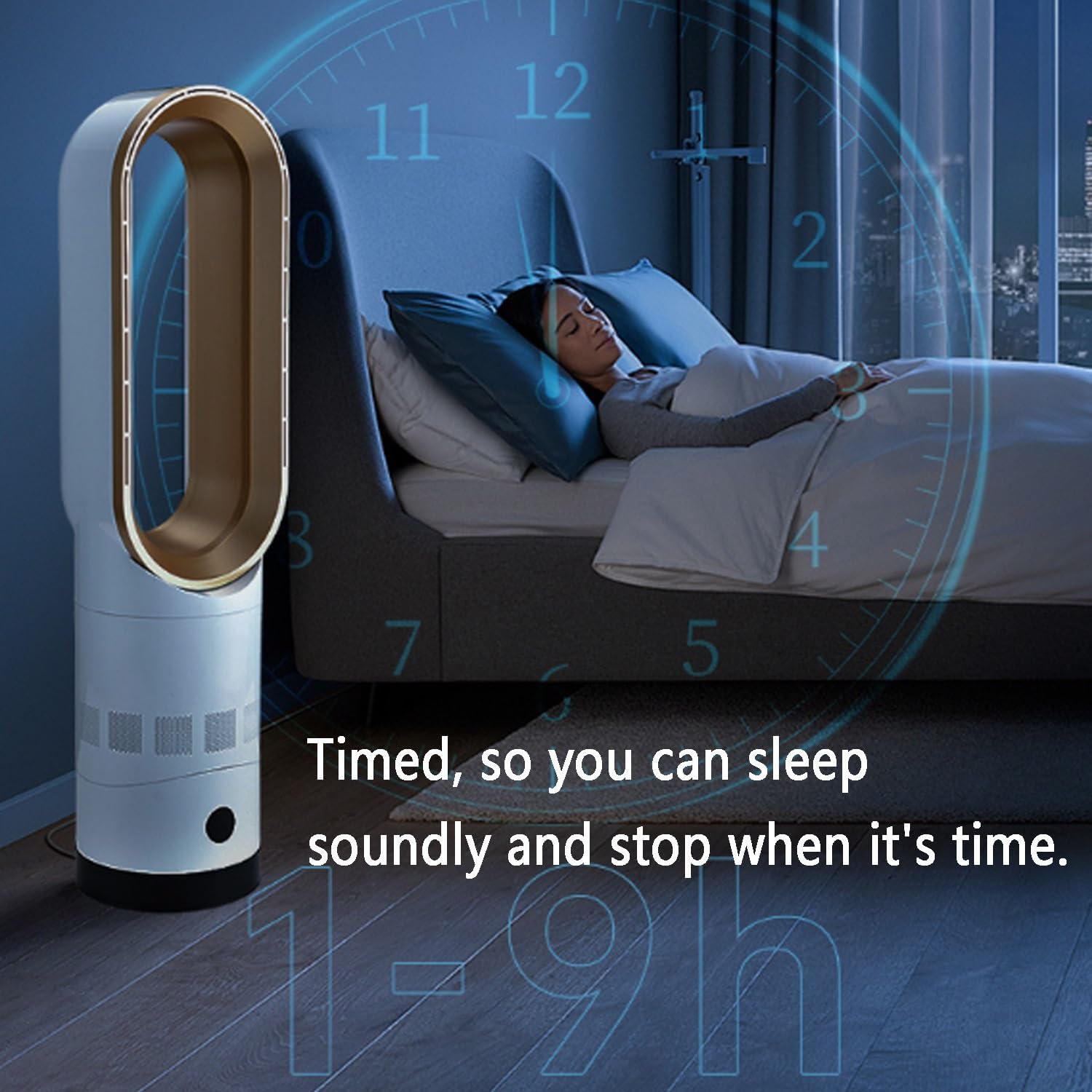 Tower Fans for Bedroom, Oscillating Fans with Remote, Pedestal Fan, Bladeless Fans Used with air conditioners can Quickly circulate Indoor air and Cool Down Quickly;(Gold)