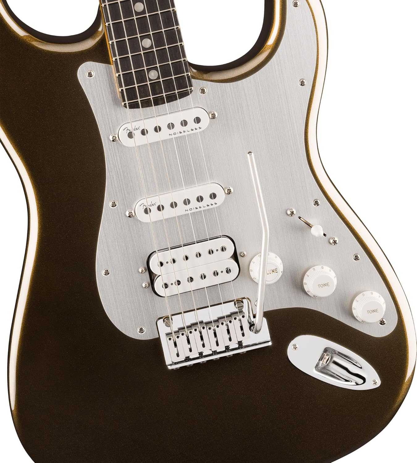 Fender American Ultra II Stratocaster HSS - Texas Tea Bundle with Case, Strap, Cable, Hat, and Guitar Cleaning Kit