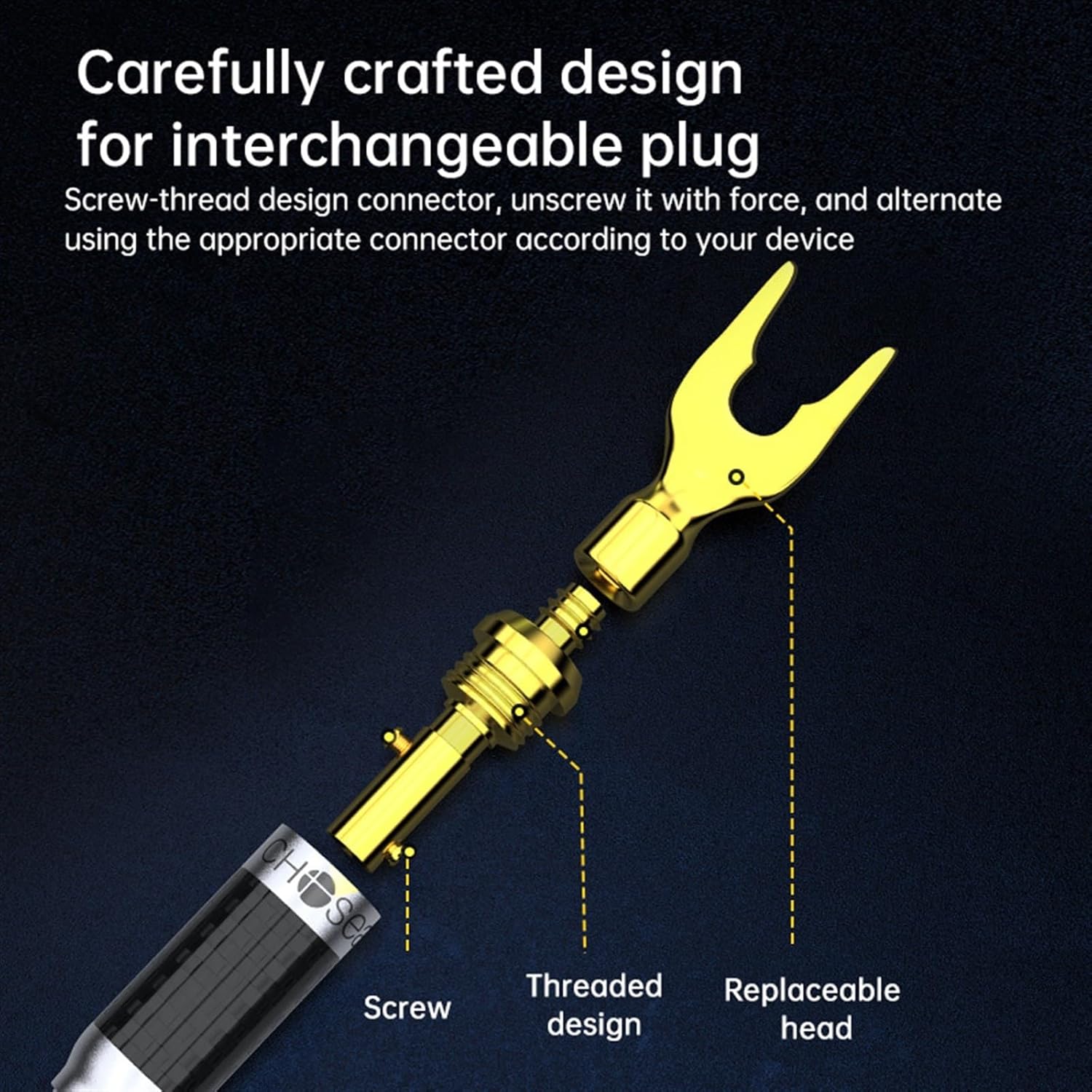 Banana Plugs 2Pairs/4Pcs Gold-Plated U-Shaped Carbon Fiber Banana Speaker Connectors for Speaker Wire Amplifiers(Black)