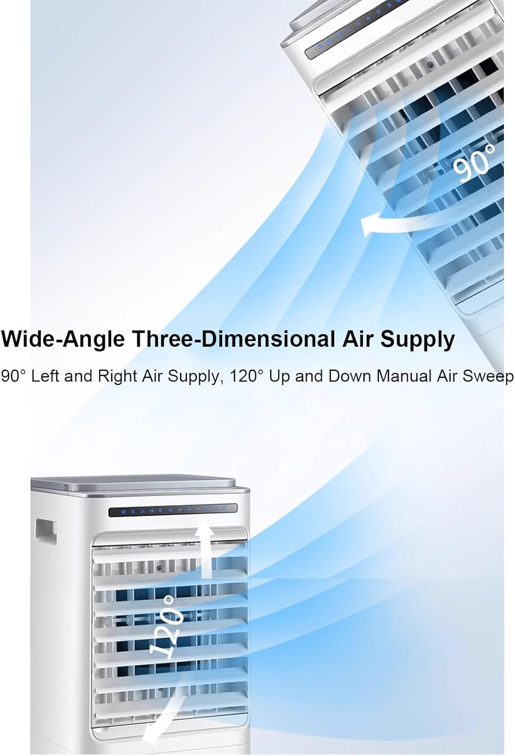 Swamp Cooler, 3-in-1 Evaporative Air Cooler for Room, 1.32Gal Water Tank, 3 Speeds and 3 Models, Windowless Air Conditioner w/7H Timer/Remote