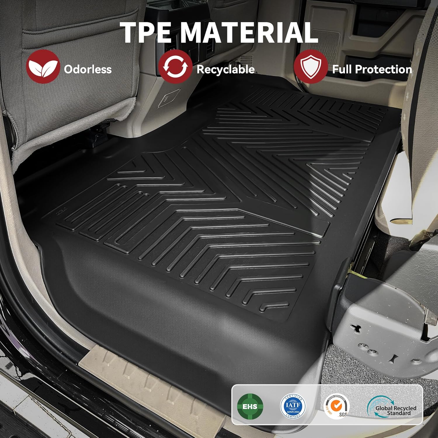 YITAMOTOR Floor Mats for 2015-2025 Ford F-150 Super Crew Cab Bench Seat, Custom Fit All Weather Anti-slip TPE Rubber Mat, Super Duty Ford F150 Accessories, F 150 Floor Liners Set, 1st & 2nd Row, Black