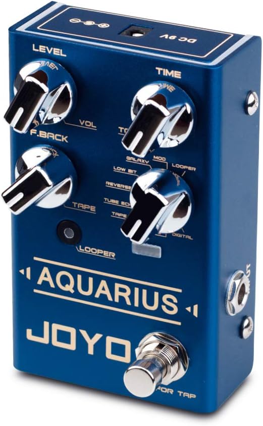 JOYO Aquarius Digital Delay Effect Pedal R-07 Bundle with Mono 6.35mm Guitar Pedal Amplifier Instrument Cable 15 Feet CM-12