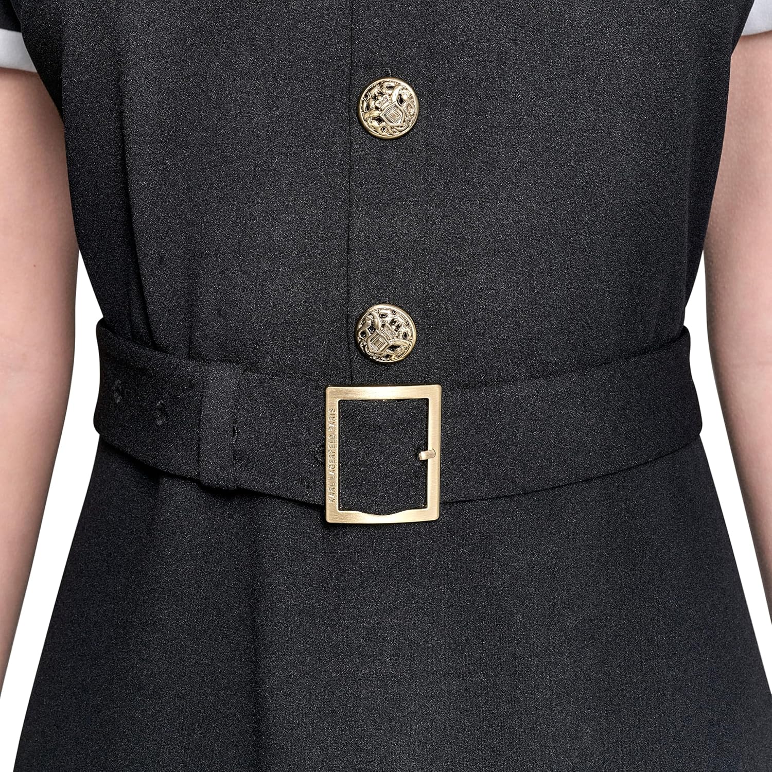 Karl Lagerfeld Womens Contrast Collar and Sleeve Trim Midi Dress