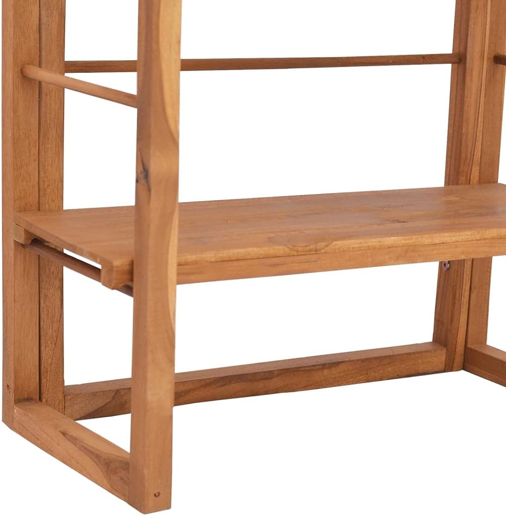 Solid Teak Wood Shelving Unit, 4-Shelf Adjustable Storage Bookcase, 11.8