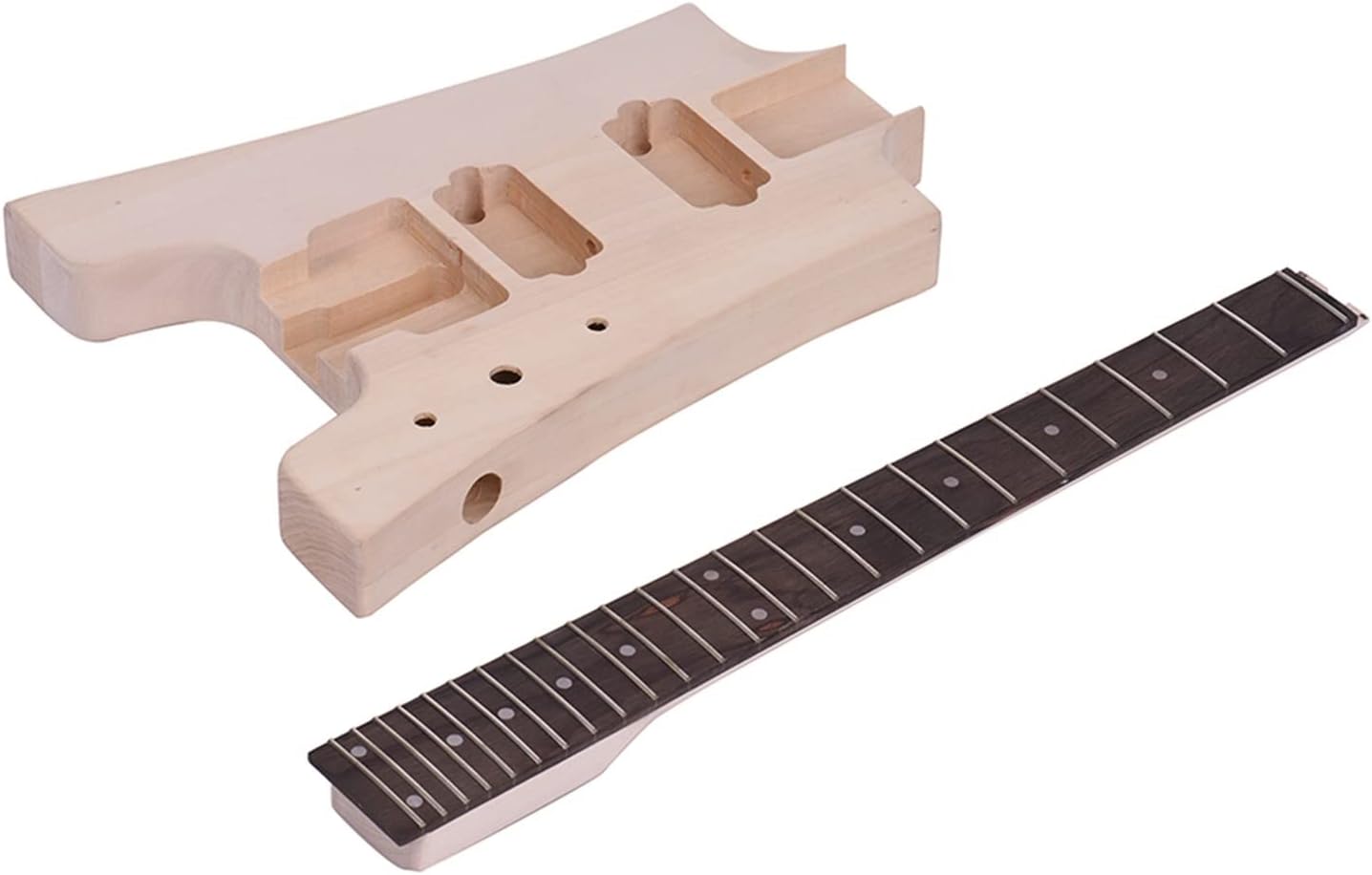 FLFL Unfinished DIY Electric Guitar Kit Basswood Body Rosewood Fingerboard Maple Neck Without Headstock Unfinished Guitar Kit