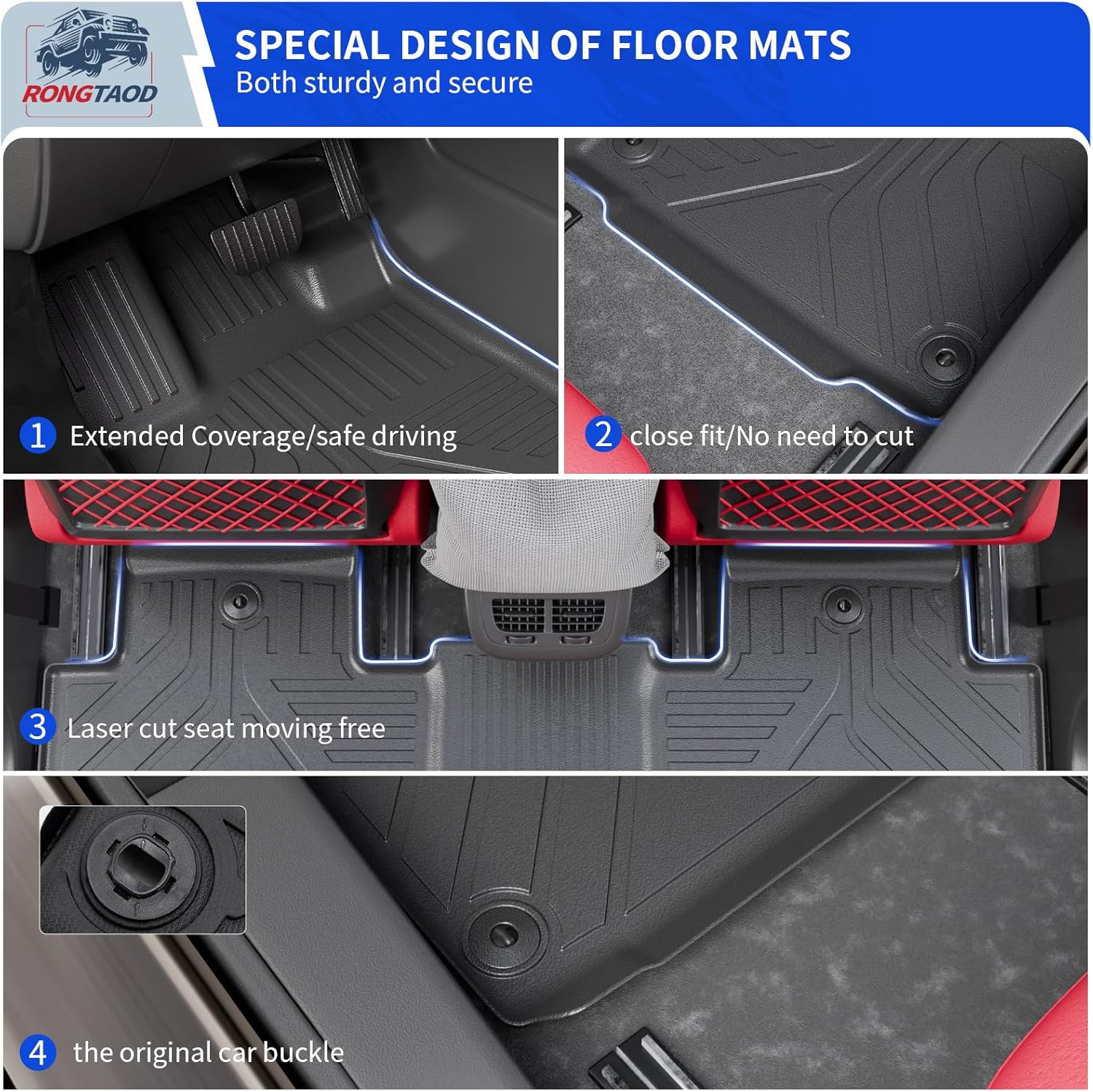 Rongtaod Floor Mats Compatible with 2022-2025 2026 Acura MDX (NOT for Type S) Cargo Mat Cargo Liner Trunk Mat Trunk Liner Back Seat Cover Protector Kick Mat All Weather 2024 MDX Accessories (Set of 8)
