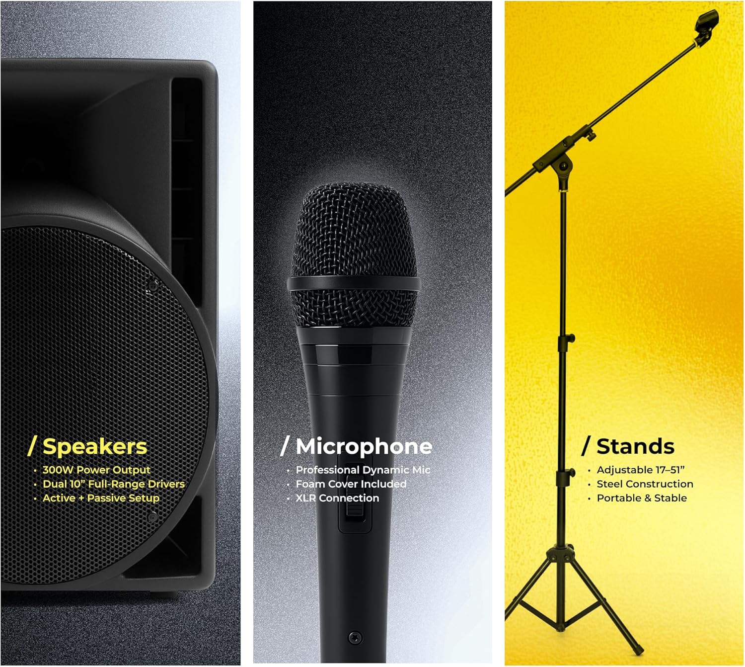 BOWENS 10 Inch 1000W PA System with Microphone – Portable DJ Speakers with Bluetooth, USB/SD, LCD Display & Remote Control – Pro PA Speaker System, 150W RMS Big Speaker for Parties & Events