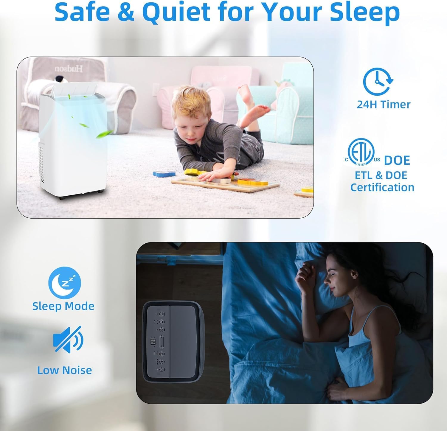 14000 BTU Portable Air Conditioner, 3-In-1 Cool, Fan, Dehumidify Modes, Cools up to 750 Sq. Ft, Quiet AC Unit with LED Display, with Remote Control, Window Installation Kit, 24 H Timer for Room, Dorm