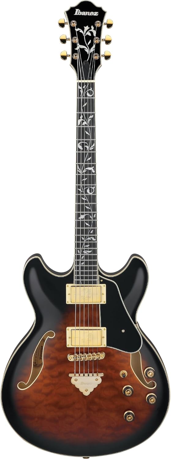 Ibanez AS93QMSP Artcore Expressionist 6-String Right-Handed Electric Guitar with Quilted Maple Body and Macassar Ebony Fingerboard (Dark Brown Sunburst)