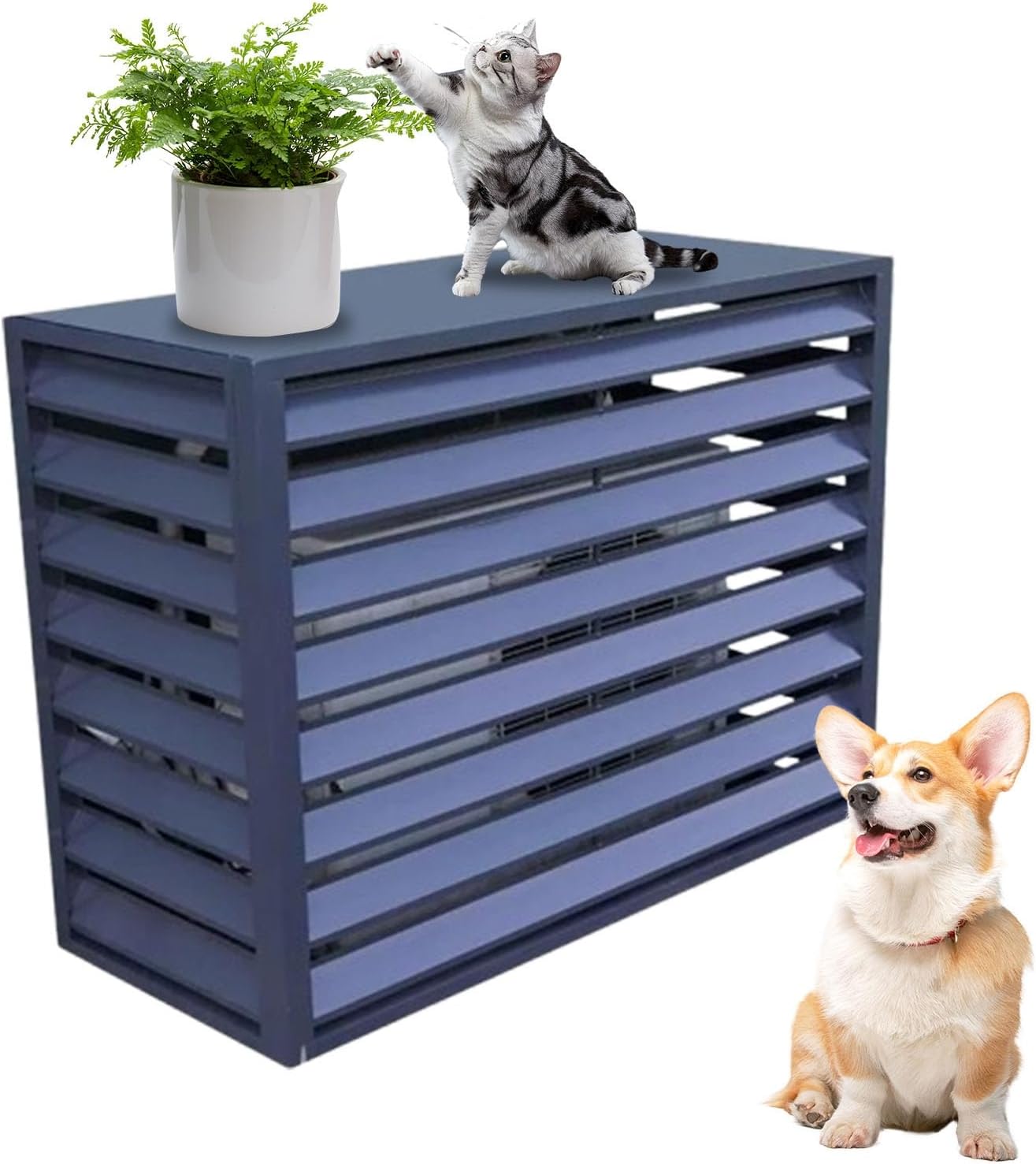 Aluminum Ac Unit Covers Outdoor, Fence Panels for Air Conditioners Trash Bins, Anti Theft, Noise Reduction, Adapt to All Weather(Gray,2 3P)