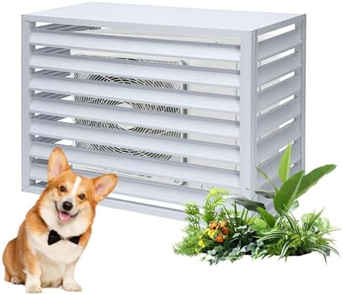 Aluminum Air Conditioner and Heat Pump Cover, Ac Unit Covers Outdoor, Privacy Screens Fence Panels for Air Conditioners Trash Bins(White,110cm)