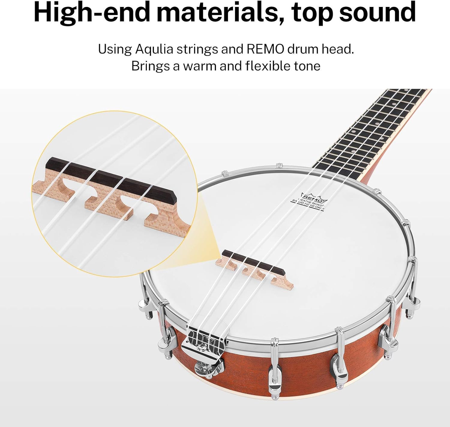 Donner Banjolele 4 String Banjo Ukulele kit Stringed Musical Instruments for Adult Beginner with Banjo Tuners, Gig Bag, Picks, Skeleton 23 Inch Sapele