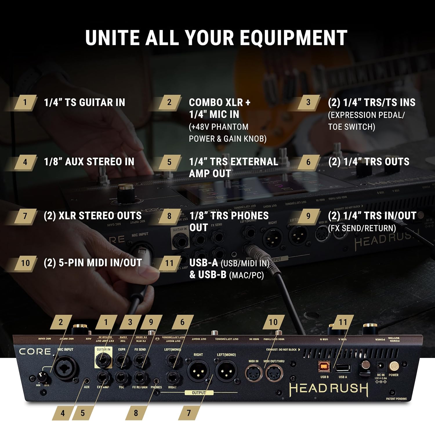 HeadRush Core - Guitar and Vocal Multi Core Effects Amp Modeling Processor with Cloning, Looper, Antares Auto-Tune, Wi-Fi, Touchscreen, and Bluetooth