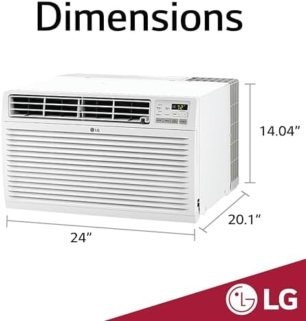 LG 11,200 BTU Through the Wall Air Conditioner, 230/208V, Cools 550 Sq.Ft. for Bedroom, Living Room, Apartment, with Remote, 2 Cooling & Fan Speeds, 4-Way Air Deflection, Supplemental Heat, White