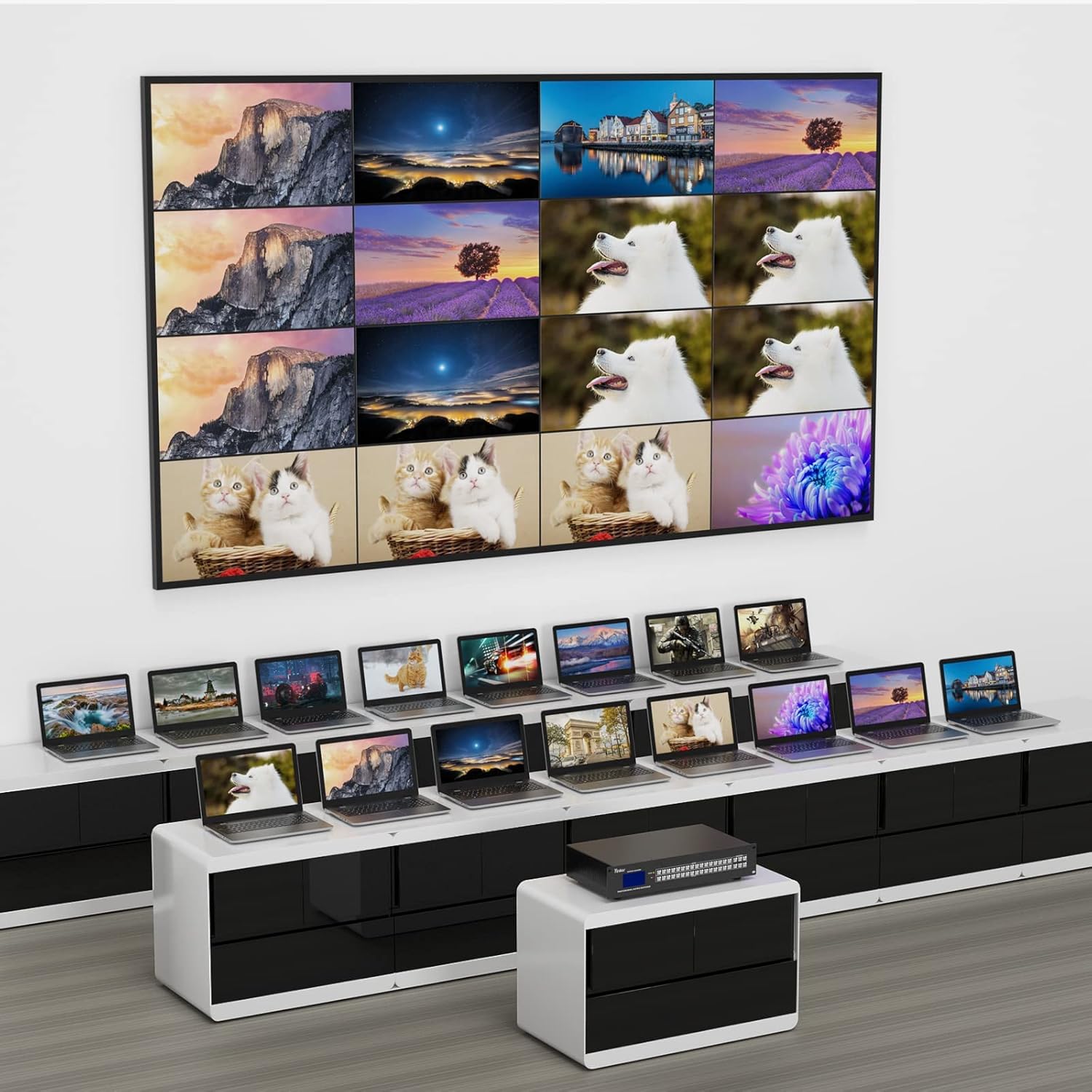 4K 16x16 HDMI Matrix 16 in 16 Out【Web Control】, 4K@30Hz HDMI Switcher Splitter Support Rack-Mount, EDID, HDCP, IR Remote Control, RS232, LAN Port, GUI