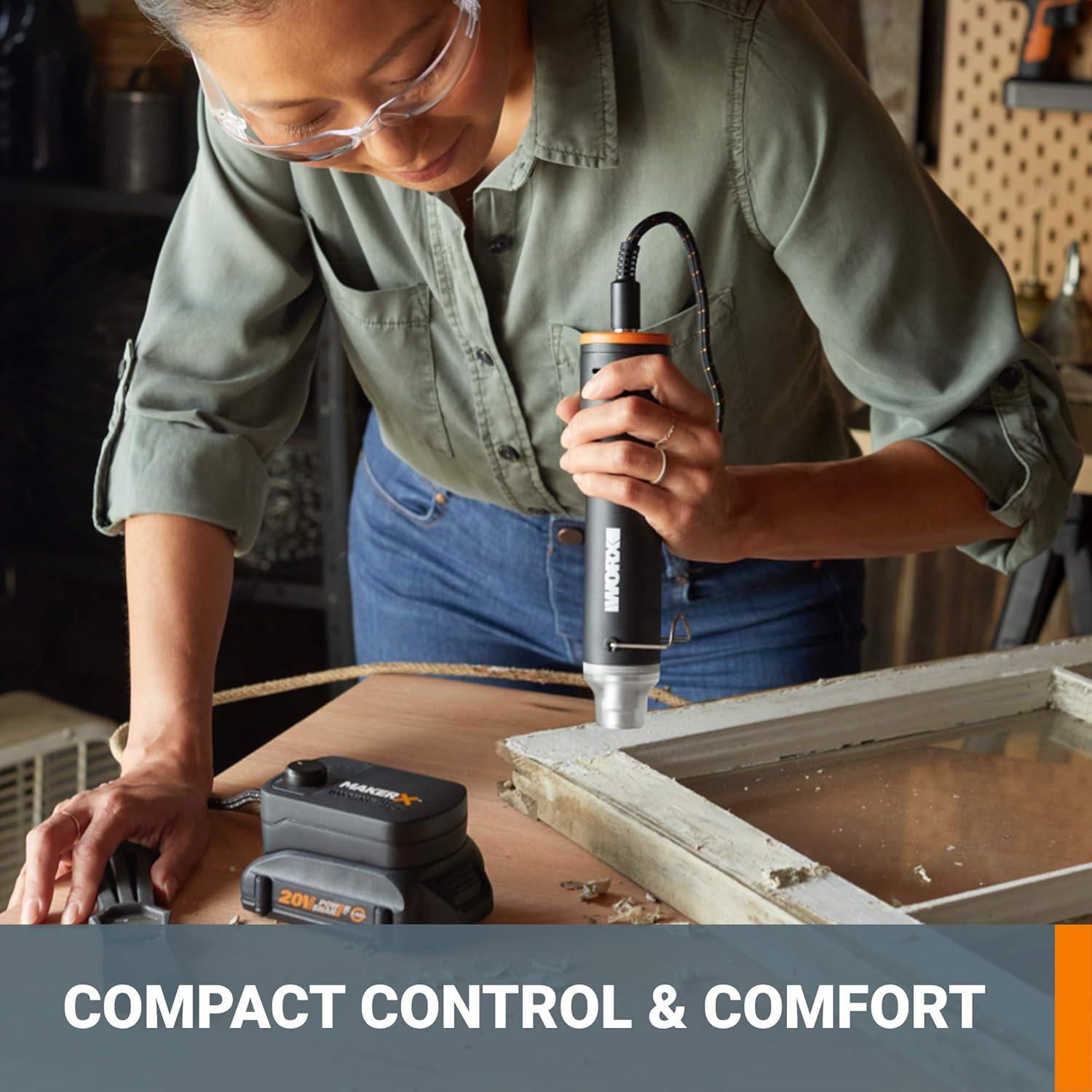 Worx WX989L 20V MAKERX 2-Pc Combo Kit - Rotary Tool + Heat Gun w/ 42 Accessories