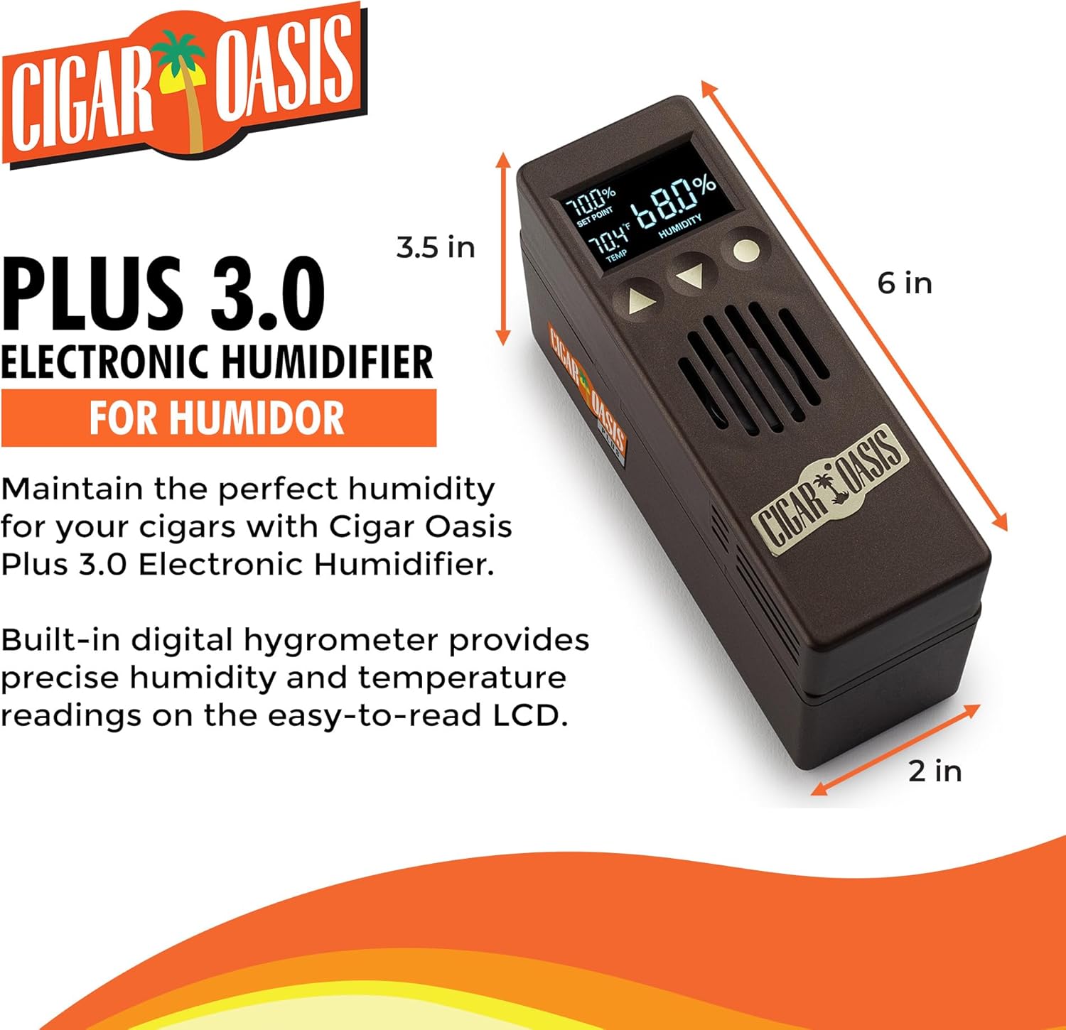 Oasis Plus 3.0 - Advanced Electronic Humidifier - LCD Display, Sensor Fan, Soft-Touch Button - 300-1000 Capacity - Refill Cartridge, Vapor Technology, Accessory Kit