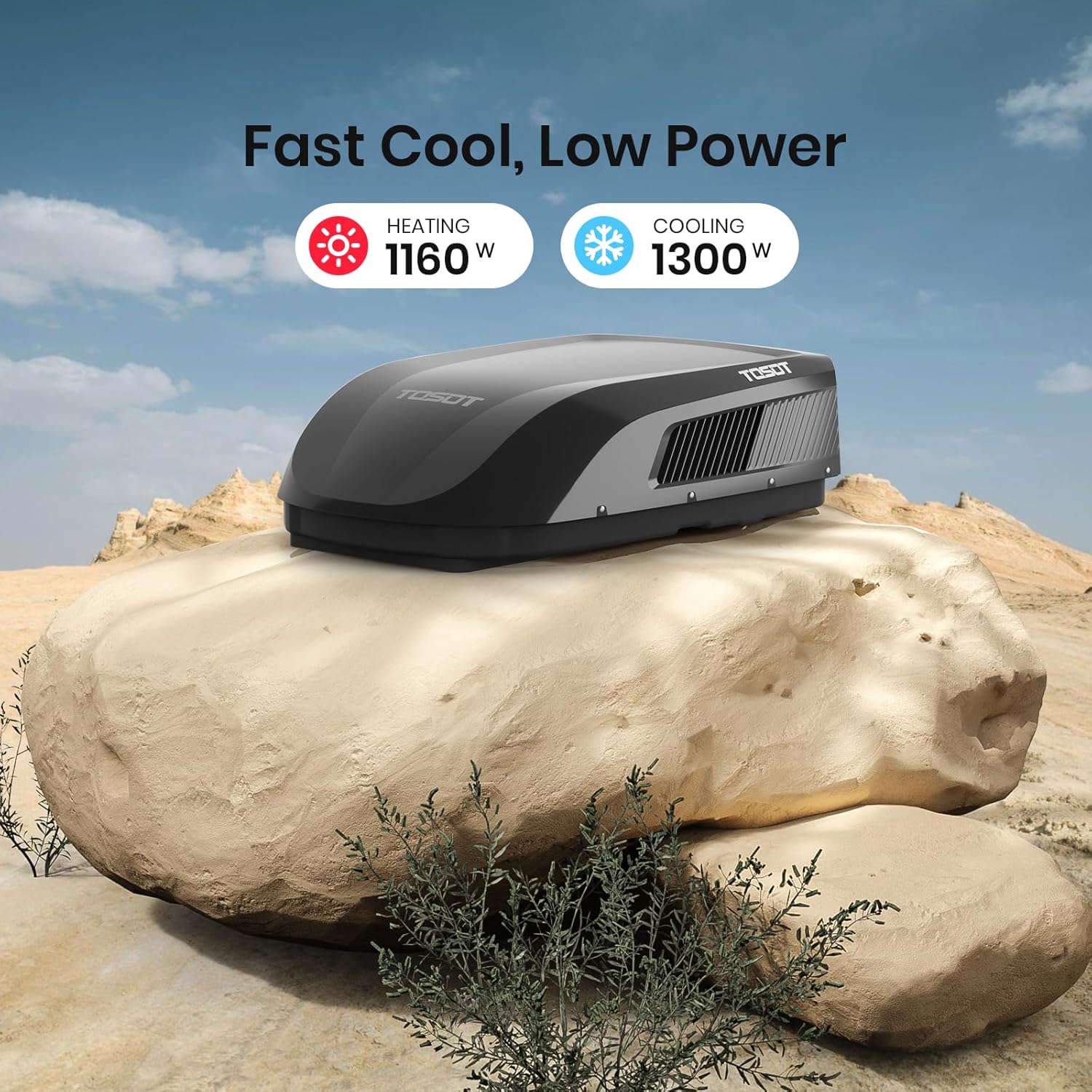 TOSOT GO Cool RV Air Conditioner 16,000 BTU, Non-Ducted Camper Rooftop AC Unit with Heat Pump, WiFi and Remote Control, Black