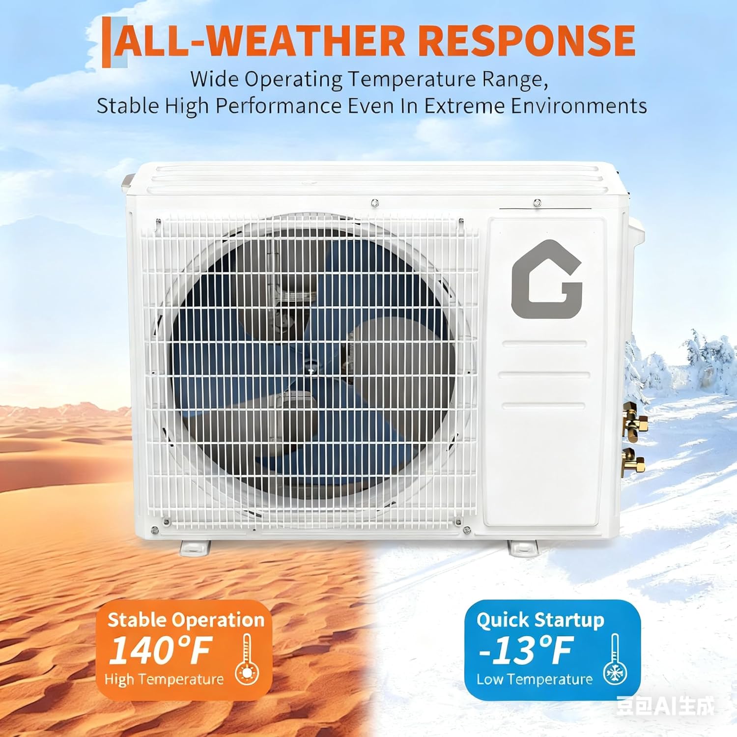 18,000 BTU Air Conditioner & Heater Pump, Covers Room Up to 1000 Sq. Ft, Enabled WIFI 21 SEER2 230 V Energy Efficient Ductless Air Conditioner, Mini Split AC & Heater Pump w/Inverter