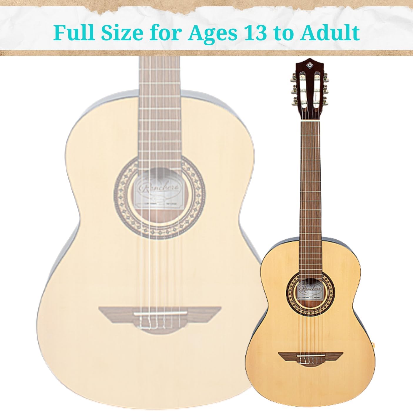 H. Jimenez 6 String Acoustic Guitar, Right, Tan (LGR100N)