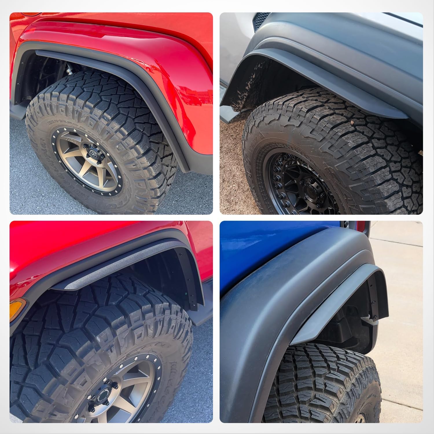 Nilight Fender Flares Extensions Set fit for 2020 2021 2022 2023 2024 2025 Gladiator JT (Only for Low Wheel Arches) Off-Road Widened Front Rear Flat 4 PCS