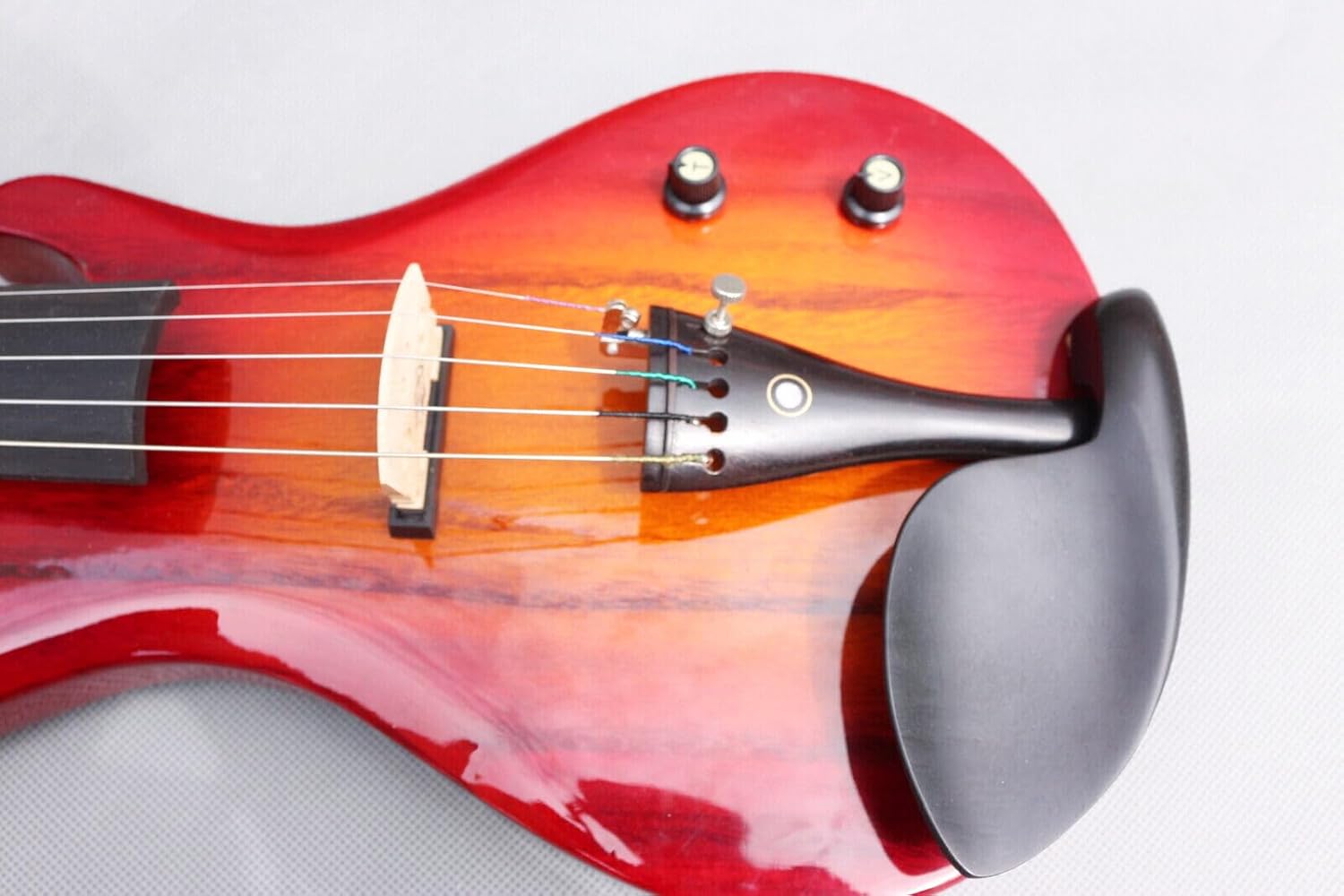 Full size Electric Violin 4/4, Electric violin kit for 5 String Solid wood body with Ebony fittings guitar-shaped Powerful Sound,case,bow