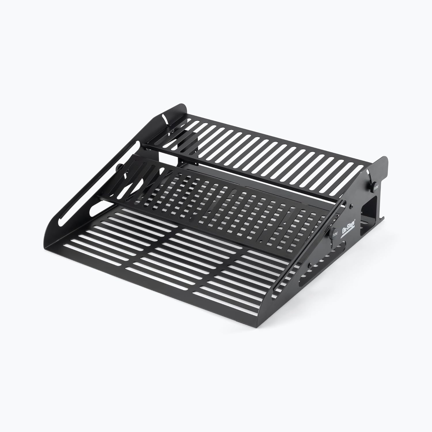 On-Stage SR5 Synth Rack (Desktop Keyboard Stand, Pedalboard, and Mini Rack, Three Tiers, Holds Mini Synths, Stompbox Effects, Drum Machines, Small Mixers, 2U of Rack Gear, Steel, Black, with Bag)