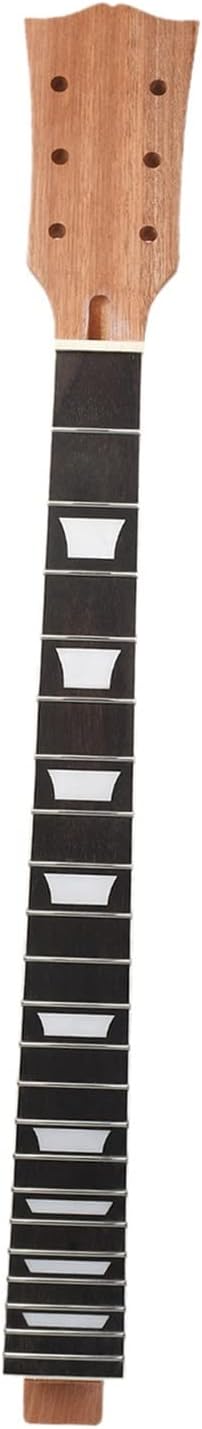 ZUZU Electric Guitar Neck Maple Rosewood Solid Black Finish for Replacement 22 Fret (Black with Trapezoid Inlays) Unfinished Guitar Neck