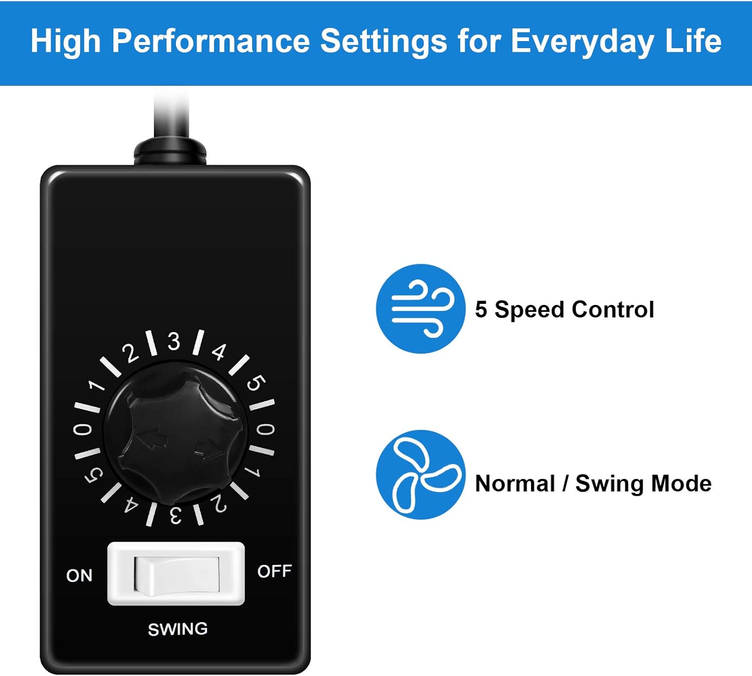 Simple Deluxe 18-Inch Metal Wall Mount Fan, Max 4200 CFM Corner & Outdoor Patio Fan, 5-Speed High Velocity Airflow, 90° Oscillation, Adjustable Tilt, for Home or Commercial Use, Black