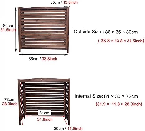 Wooden Air Conditioner Covers Plant Stand, Hide Air Conditioning Units Fences for Outdoor, 3-Panel Privacy Screen, Easy to Install