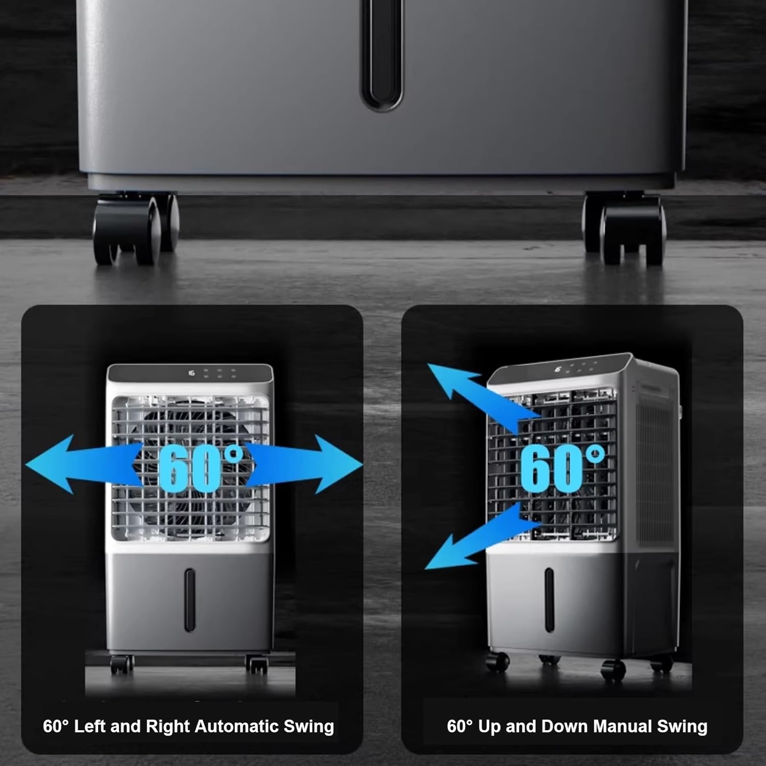 Indoor Windowless Air Conditioner, Swamp Cooler Fan and Humidifier with 7Gal Tank, Remote, 4 Ice Packs, 3 Speeds, 3 Modes, 12H Timer, Evaporative Cooler for Room Indoors(77cm/31in)