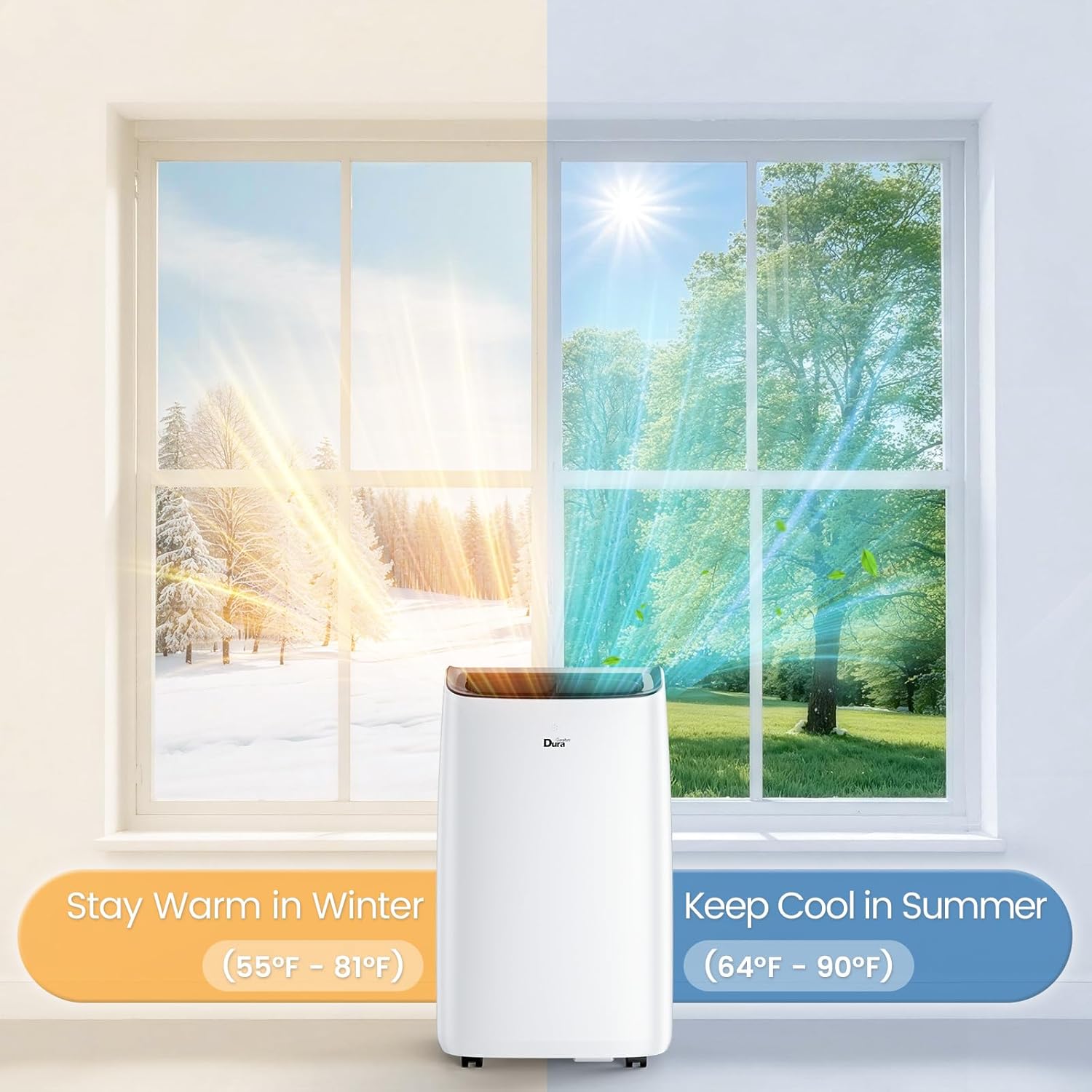 DuraComfort 12,000 BTU (ASHRAE) / 8,150 BTU (SACC) Portable Air Conditioner with Heat – for Rooms up to 350 Sq. Ft